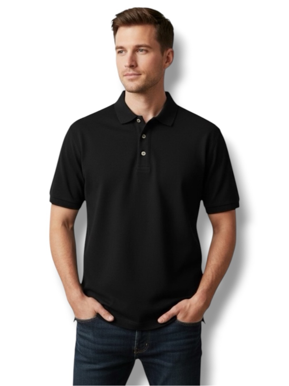 Classic Port Authority Polo Men's XL Black Cotton Short Sleeve Y2K Minimalist